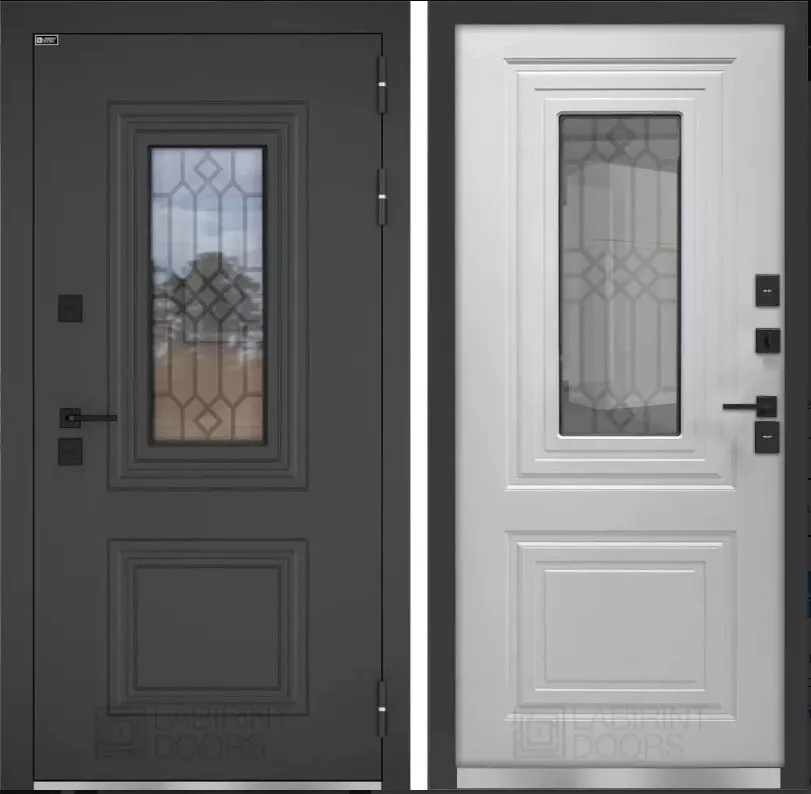 Дверь Верса с окном и решеткой (терморазрыв) DIS007142